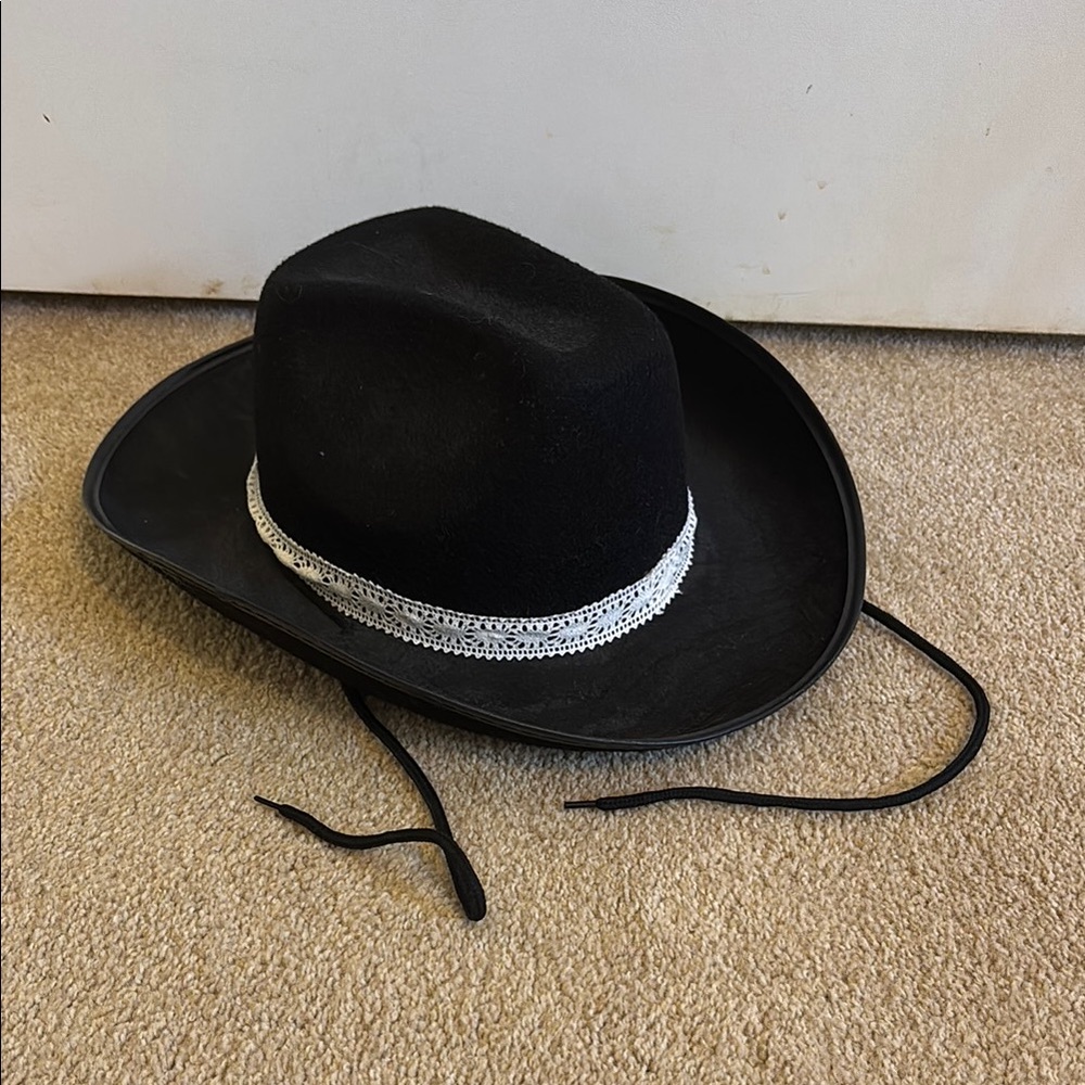 Black Cowboy Hat with White Trim